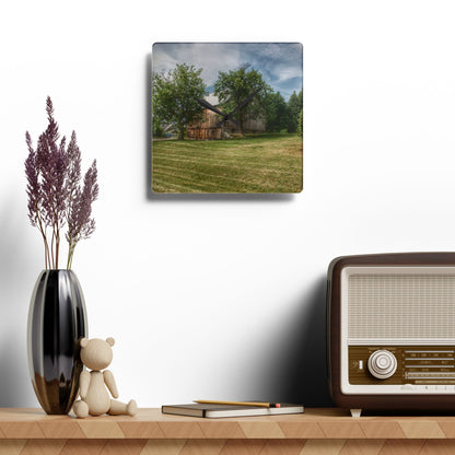 U R There Photography Thistle Valley Weathered Grey Rustic Farmhouse Acrylic Analog Wall Clock