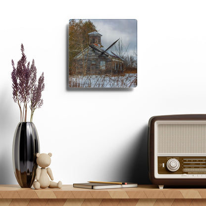 Rustic Farmhouse Wall Clock featuring Vermilya Schoolhouse II