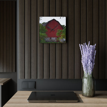 U R There Photography Brown Road Hidden Red II Rustic Farmhouse Acrylic Analog Wall Clock