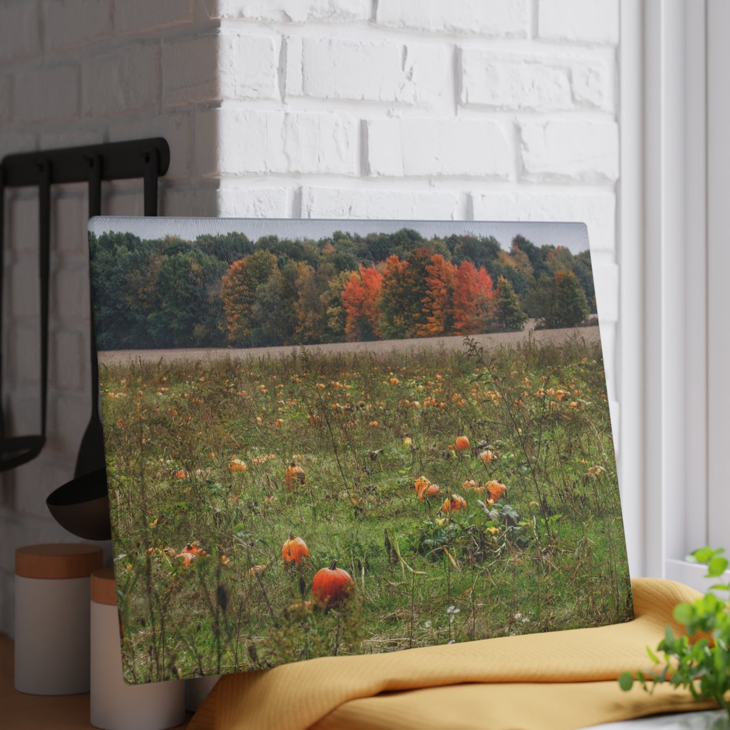 U R There Photography Once Upon a Time in a Pumpkin Patch Rustic Farmhouse Tempered-Glass Cutting Board