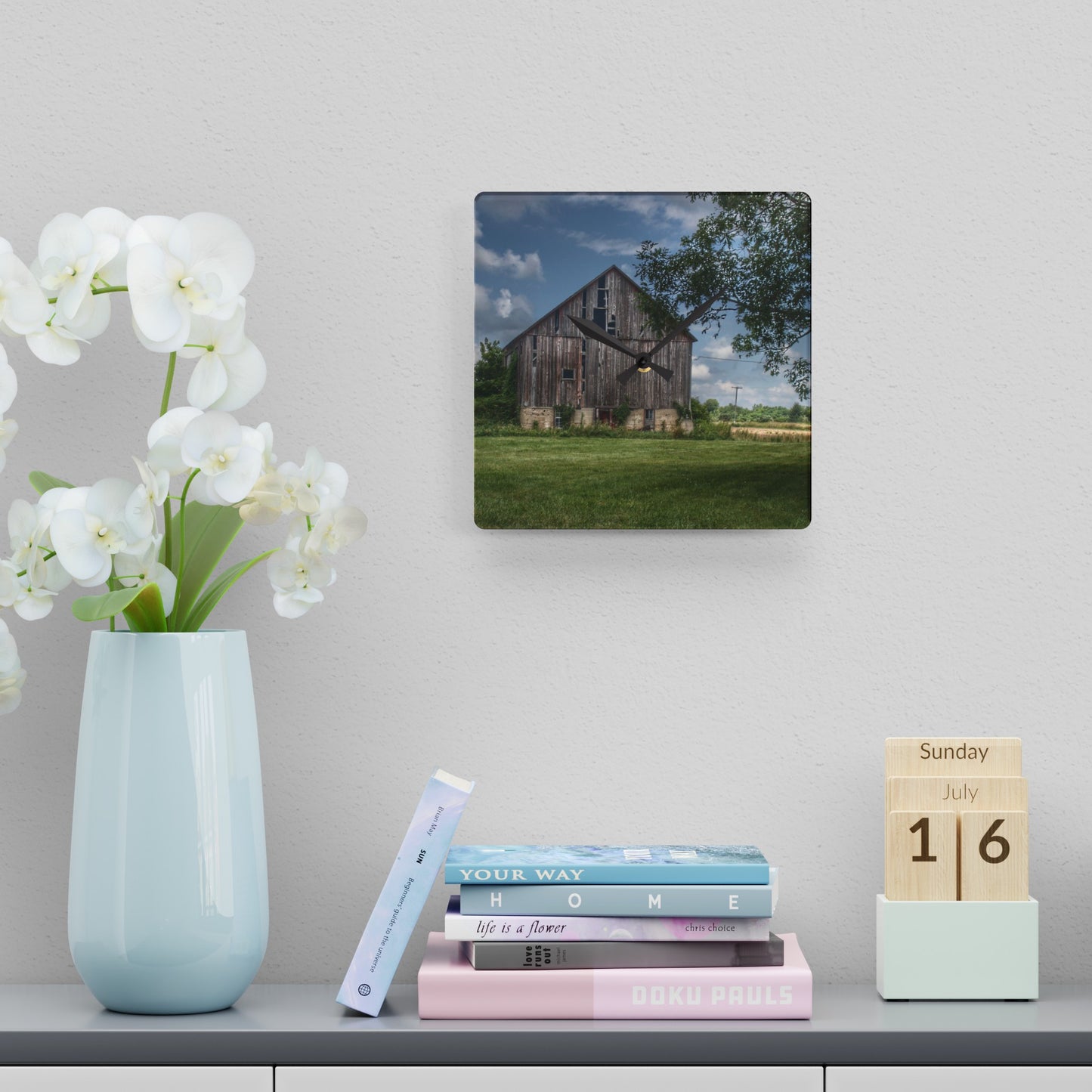 Barn Boutique Rustic Acrylic Analog Wall Clock| Bohms Road Grey I