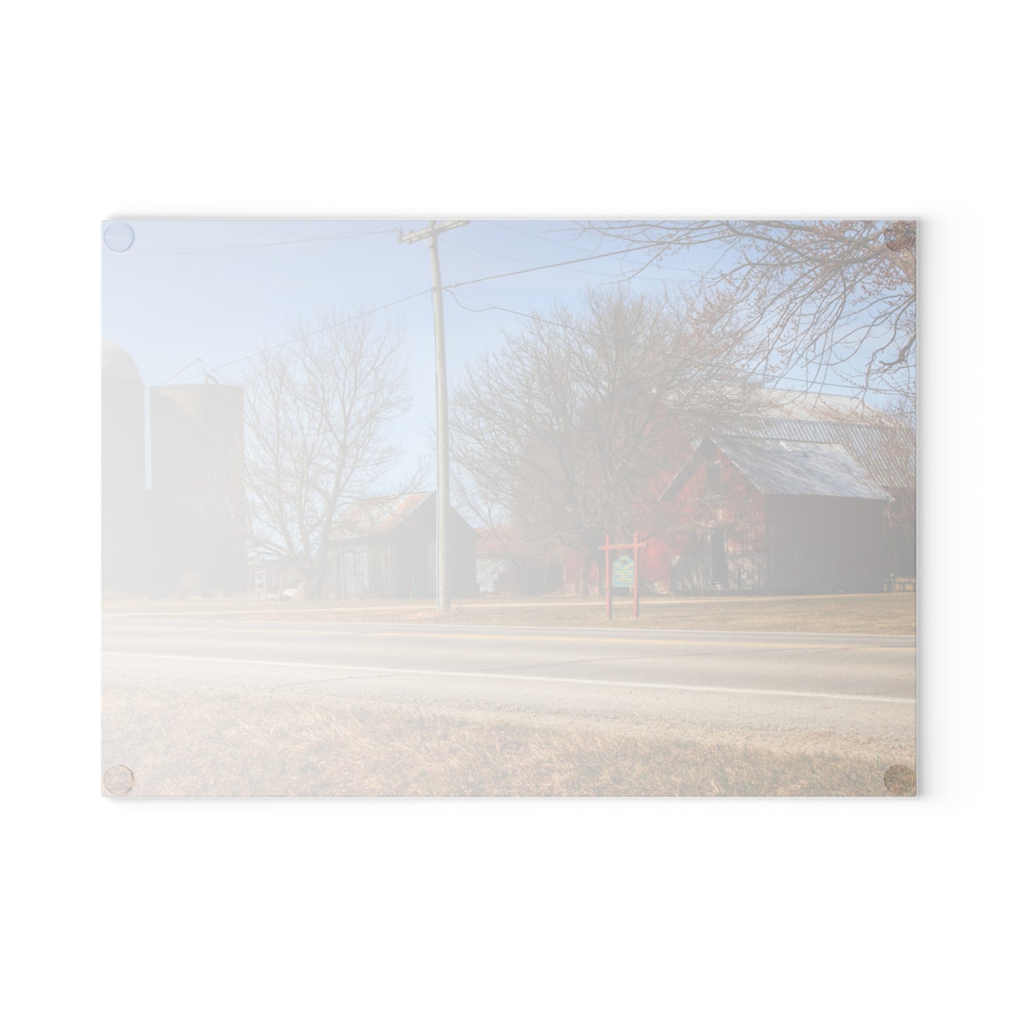 U R There Photography Otter Lake Centennial Reds Rustic Farmhouse Tempered-Glass Cutting Board