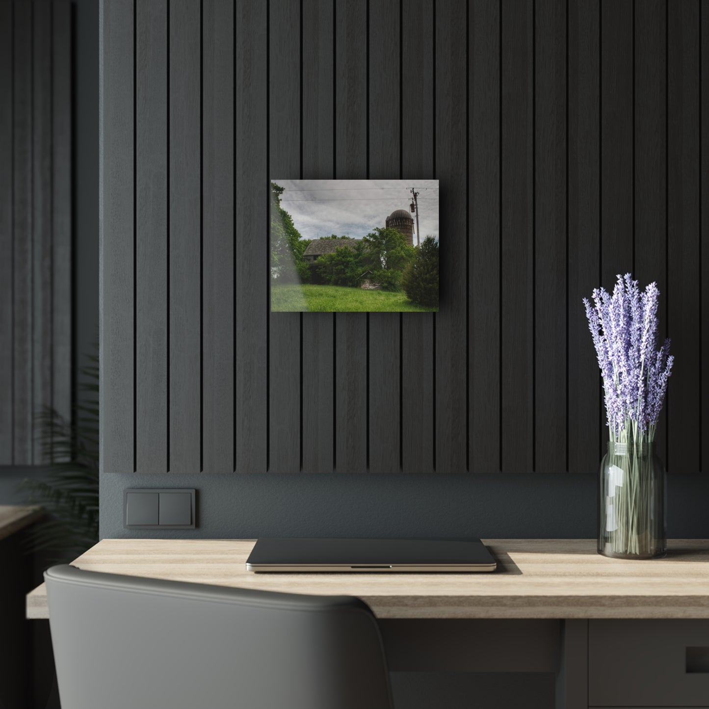 U R There Photography Higgins Road Greys Beyond the Greens Rustic Farmhouse Acrylic Wall Print