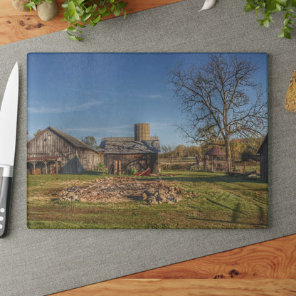 U R There Photography Bowers Road Greys I Rustic Farmhouse Tempered-Glass Cutting Board
