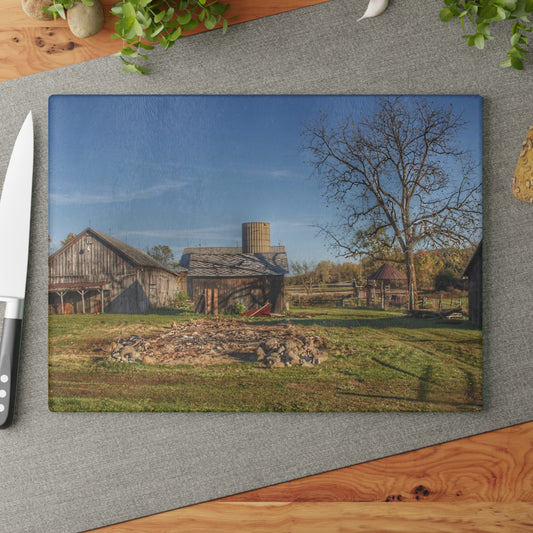 U R There Photography Bowers Road Greys I Rustic Farmhouse Tempered-Glass Cutting Board