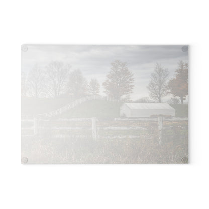 U R There Photography Millville Road Horses on the Hill Rustic Farmhouse Tempered-Glass Cutting Board
