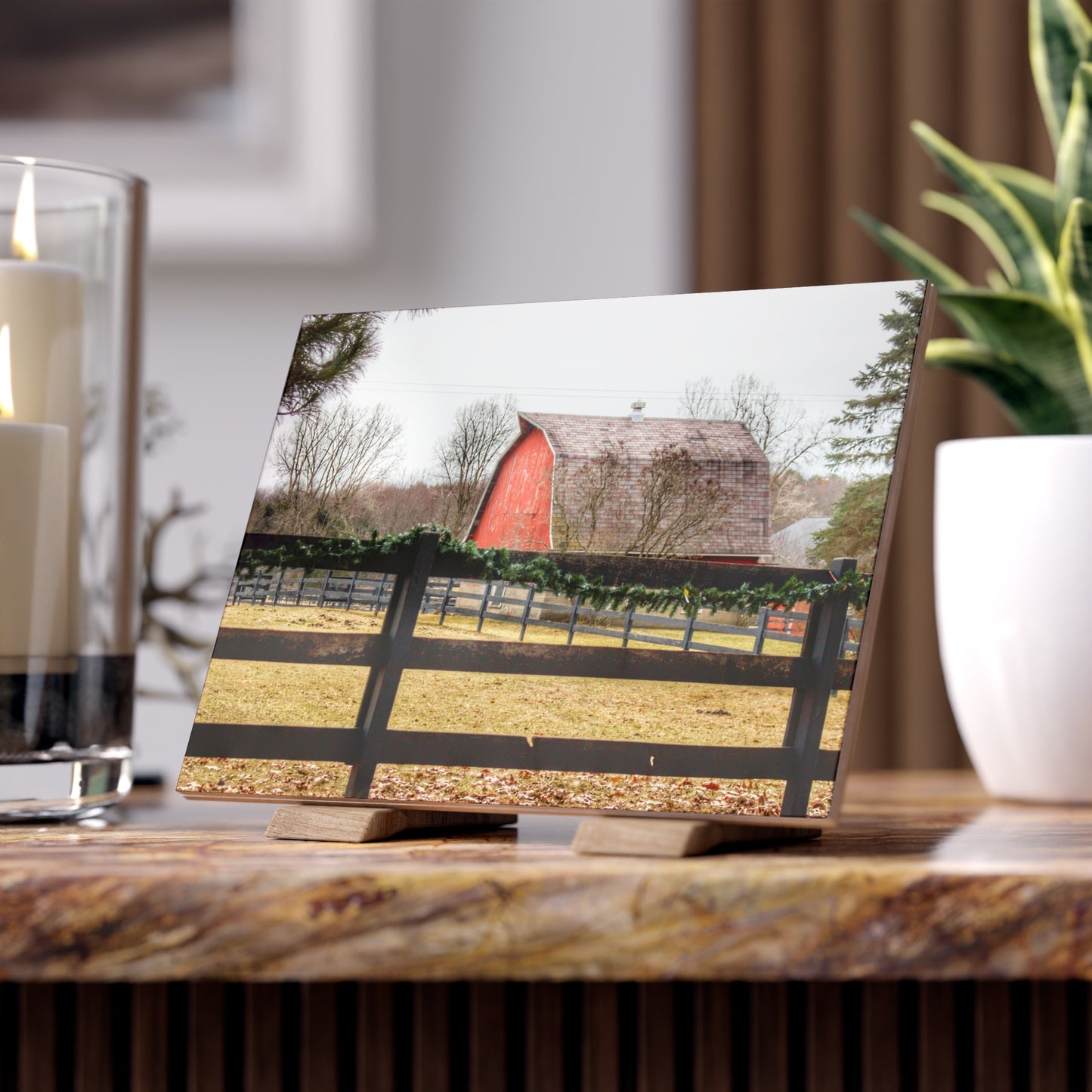 U R There Photography Beyond the Fence on Blood Road Rustic Farmhouse Decorative Ceramic Tile