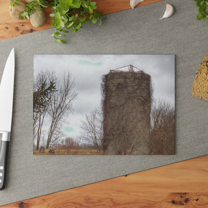 U R There Photography West Barnes Lake Silo Rustic Farmhouse Tempered-Glass Cutting Board