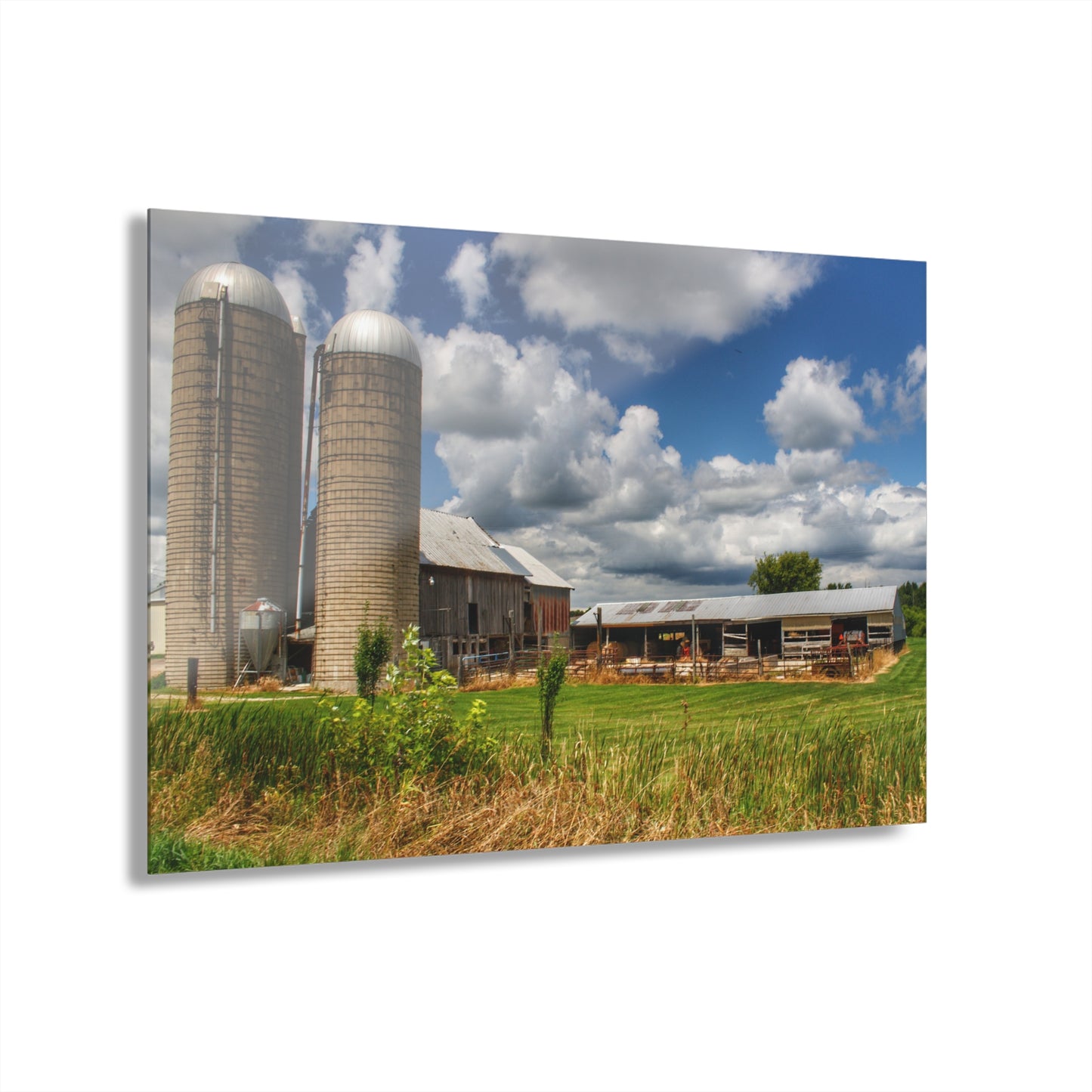 U R There Photography Millington Grey and Silos Rustic Farmhouse Acrylic Wall Print