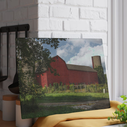 U R There Photography Metamora Road Red Rustic Farmhouse Tempered-Glass Cutting Board