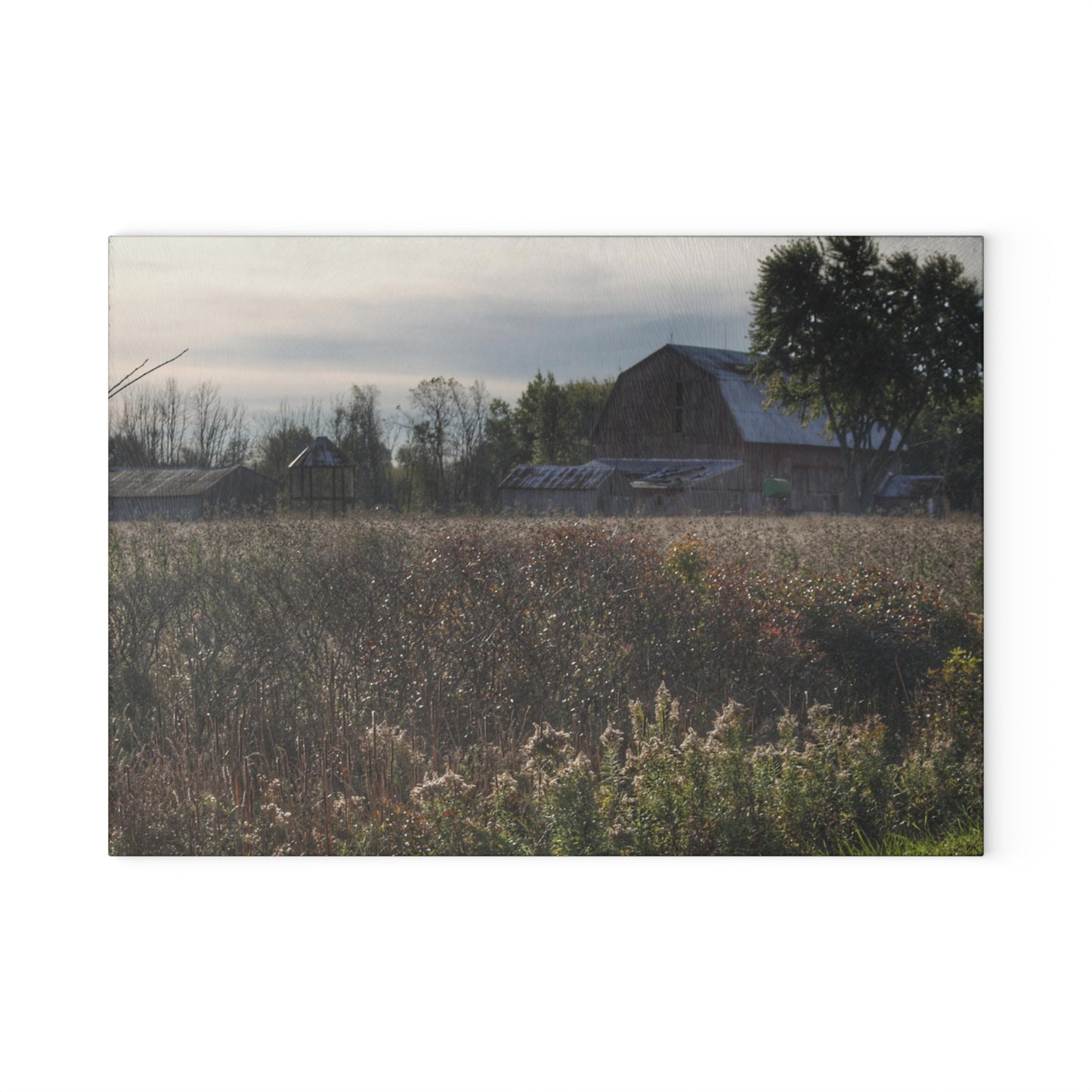 U R There Photography Brown City Road Red Rustic Farmhouse Tempered-Glass Cutting Board