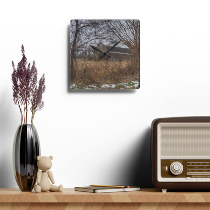 U R There Photography North Oxford Road Grey I Rustic Farmhouse Acrylic Analog Wall Clock