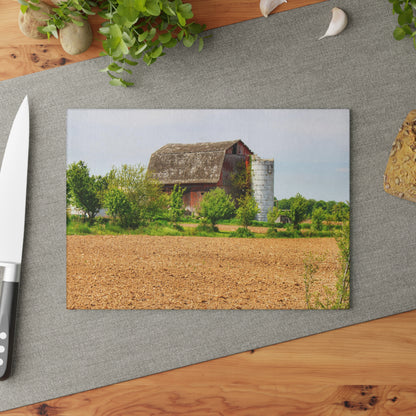 U R There Photography Colwood Road Old Red Rustic Farmhouse Tempered-Glass Cutting Board