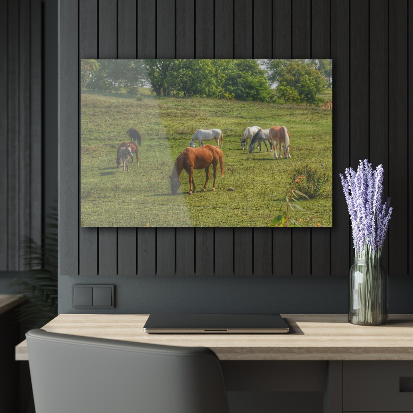 Barn Boutique Modern Farmhouse Acrylic Wall Print| Horses in the Pasture I