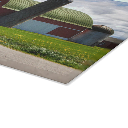 U R There Photography Rescue Road Red Rustic Farmhouse Tempered-Glass Cutting Board