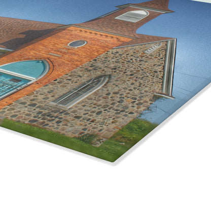 U R There Photography Mayville Church of the Past Rustic Farmhouse Tempered-Glass Cutting Board