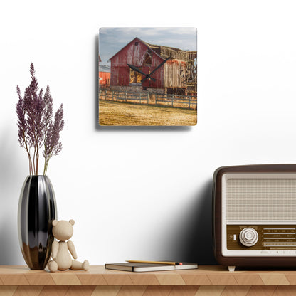 U R There Photography Irish Road Old Red Rustic Farmhouse Acrylic Analog Wall Clock