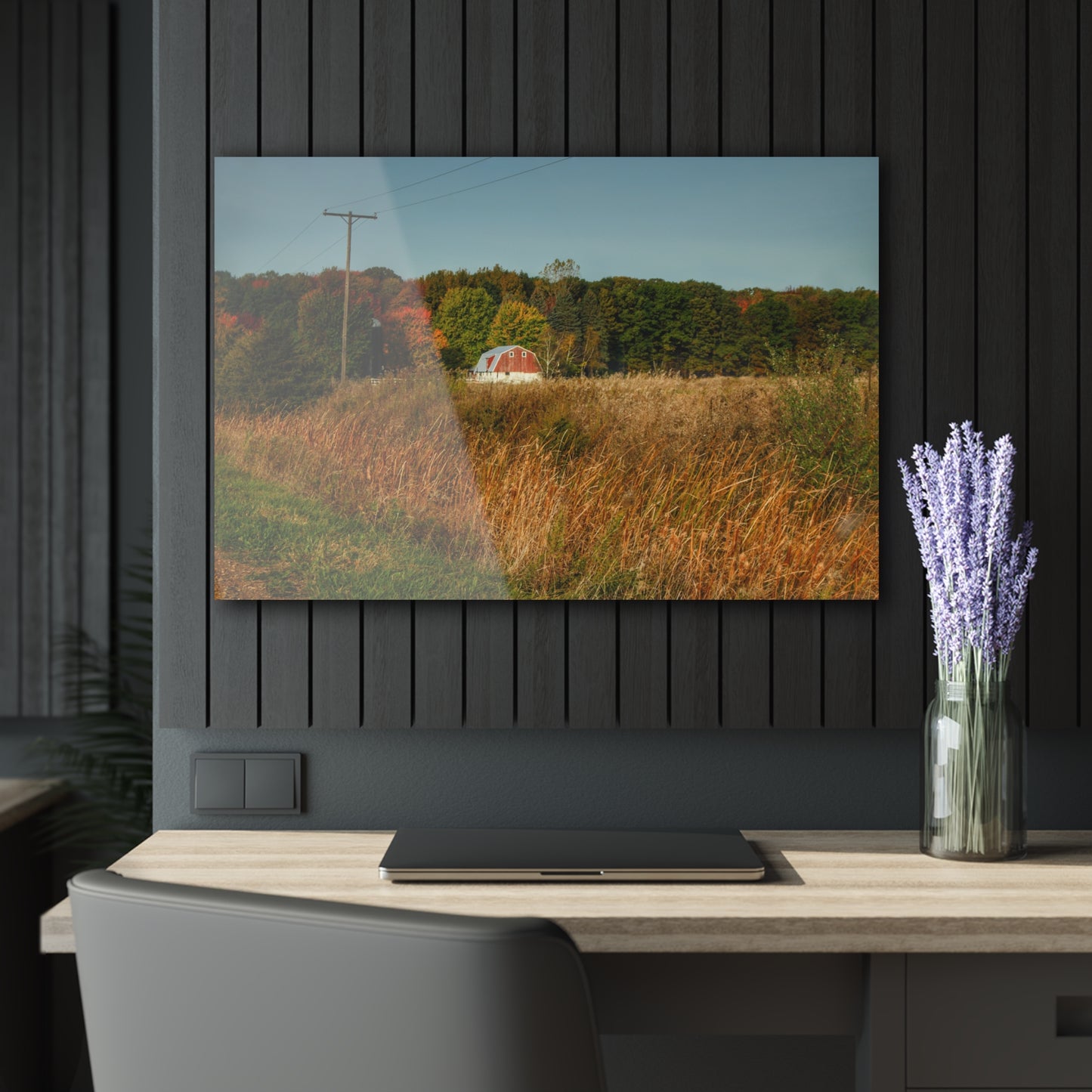 U R There Photography Murphy Lake Road Hidden Red Rustic Farmhouse Acrylic Wall Print