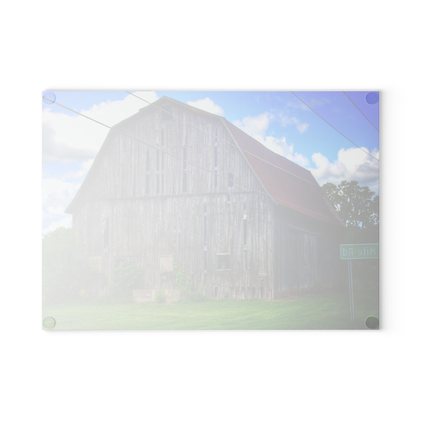 U R There Photography Schoenherr Road Grey II Rustic Farmhouse Tempered-Glass Cutting Board