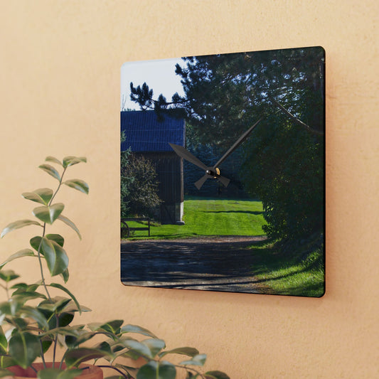 U R There Photography Hosner Road Hidden Grey Rustic Farmhouse Acrylic Analog Wall Clock