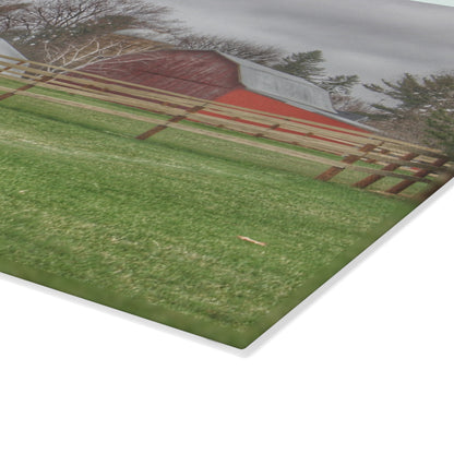 U R There Photography West Lake Road Farm I Rustic Farmhouse Tempered-Glass Cutting Board