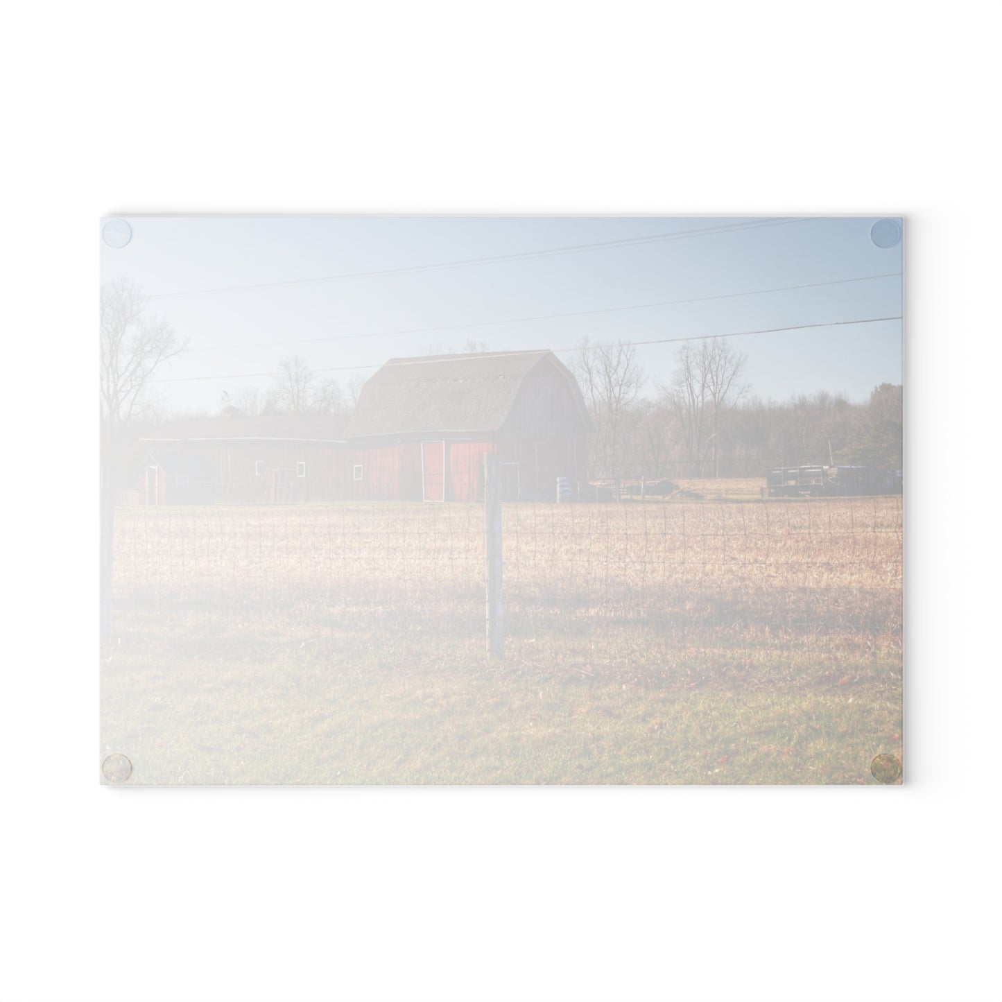 U R There Photography Pratt Road Little Red Rustic Farmhouse Tempered-Glass Cutting Board