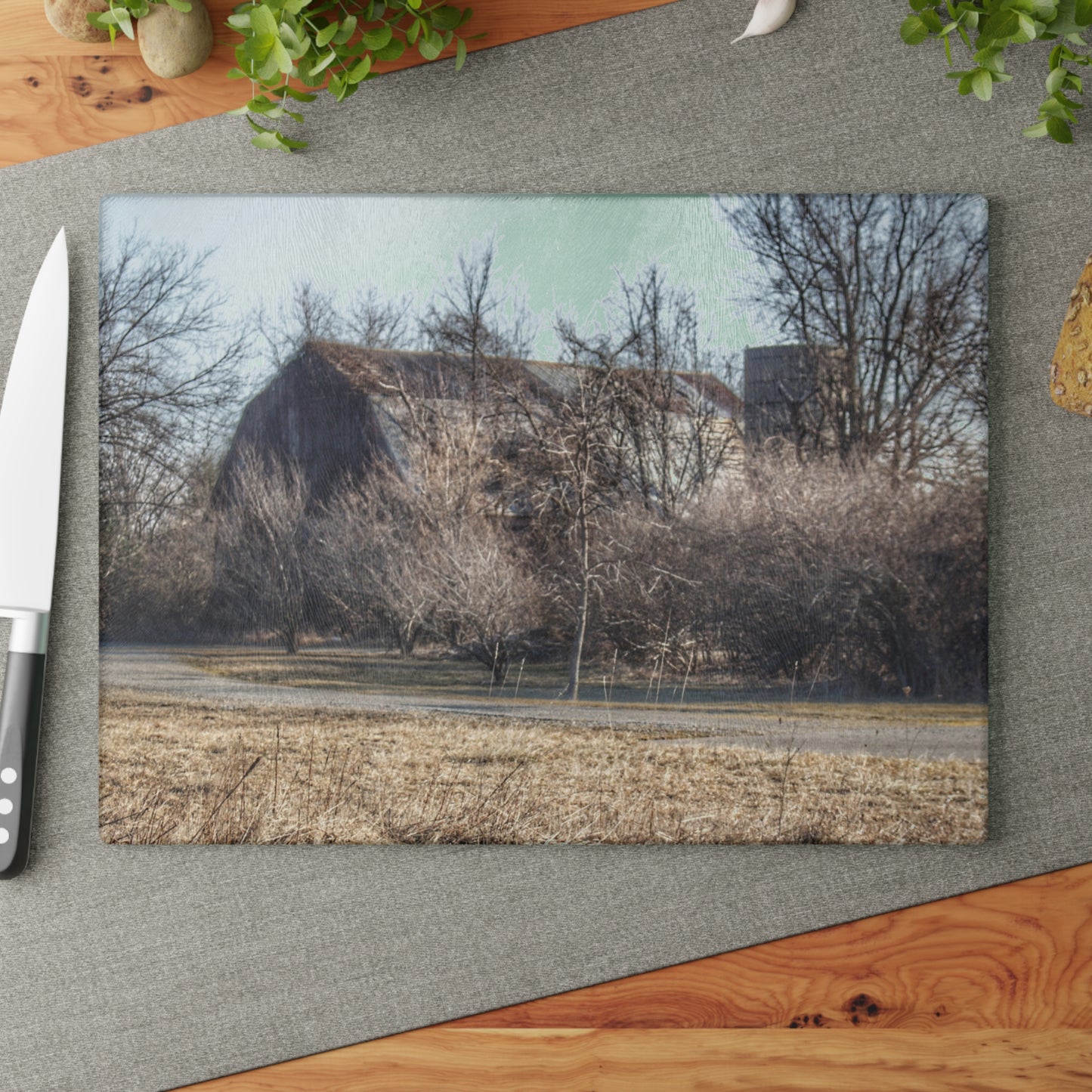 U R There Photography Weyer Road Hidden Rustic Farmhouse Tempered-Glass Cutting Board