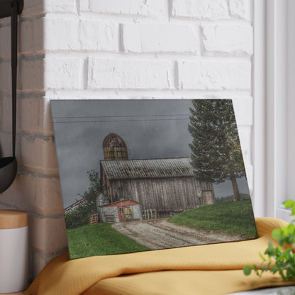 U R There Photography North Lake Road Grey Rustic Farmhouse Tempered-Glass Cutting Board