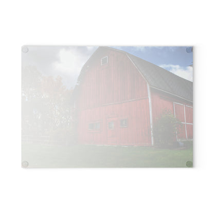 U R There Photography Hegel Road Old Red II Rustic Farmhouse Tempered-Glass Cutting Board