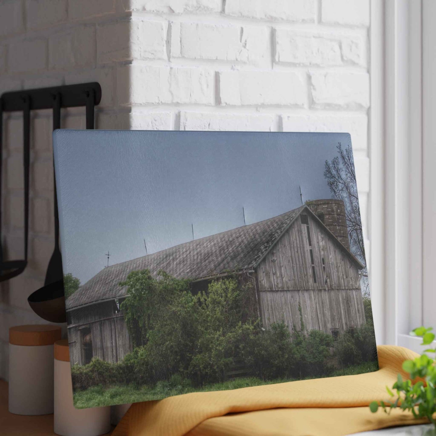 U R There Photography Wilder Road Grey I Rustic Farmhouse Tempered-Glass Cutting Board