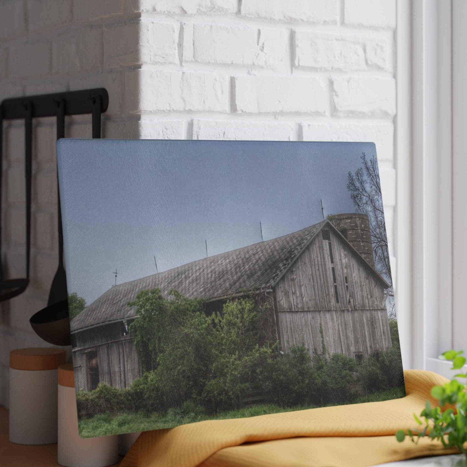 U R There Photography Wilder Road Grey I Rustic Farmhouse Tempered-Glass Cutting Board