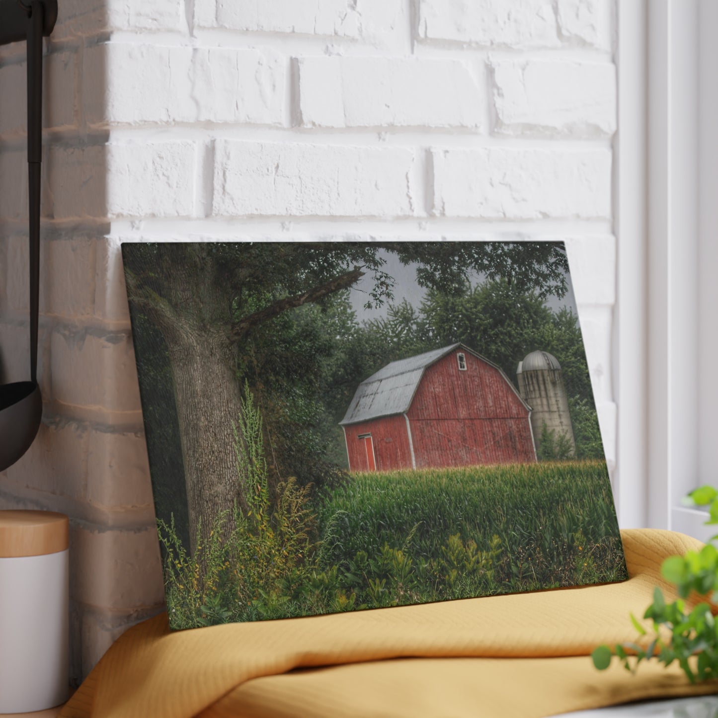 U R There Photography Mayville Lapeer Road Red Rustic Farmhouse Tempered-Glass Cutting Board