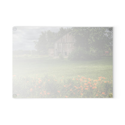 U R There Photography Millington Road Lilly Grey Rustic Farmhouse Tempered-Glass Cutting Board