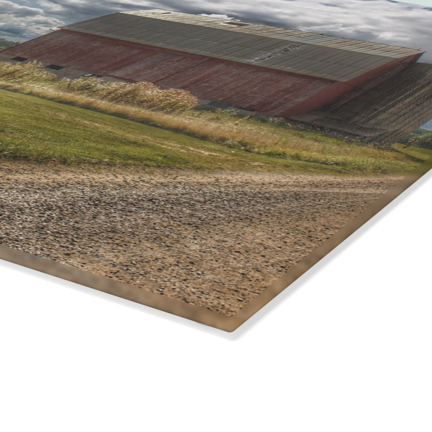 U R There Photography Haines Road Reds Rustic Farmhouse Tempered-Glass Cutting Board