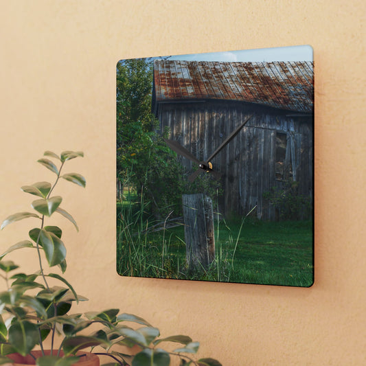 U R There Photography Rusted Grey Rustic Farmhouse Acrylic Analog Wall Clock