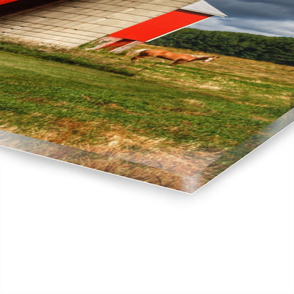 U R There Photography West Brown Road Red and Silo Rustic Farmhouse Acrylic Wall Print
