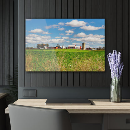 U R There Photography Pattison Road Farm Across the Field II Rustic Farmhouse Acrylic Wall Print