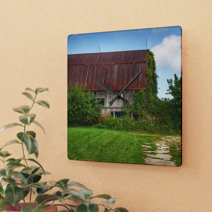 U R There Photography Grey Road Rusted I Rustic Farmhouse Acrylic Analog Wall Clock