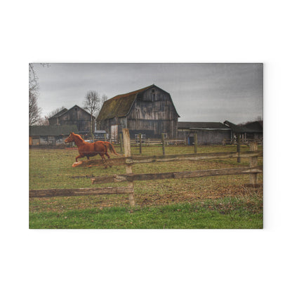 U R There Photography South Summers Road Old Grey and Caramel III Rustic Farmhouse Tempered-Glass Cutting Board