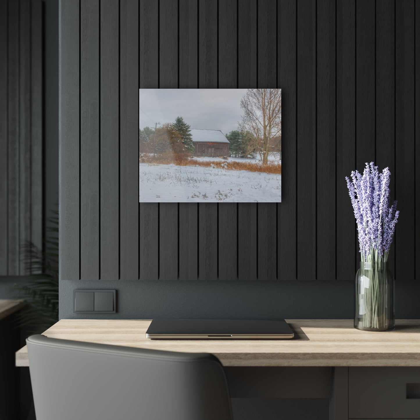 U R There Photography Hosner Road Grey in Late Fall Rustic Farmhouse Acrylic Wall Print