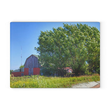 U R There Photography East Farrand Grey Rustic Farmhouse Tempered-Glass Cutting Board