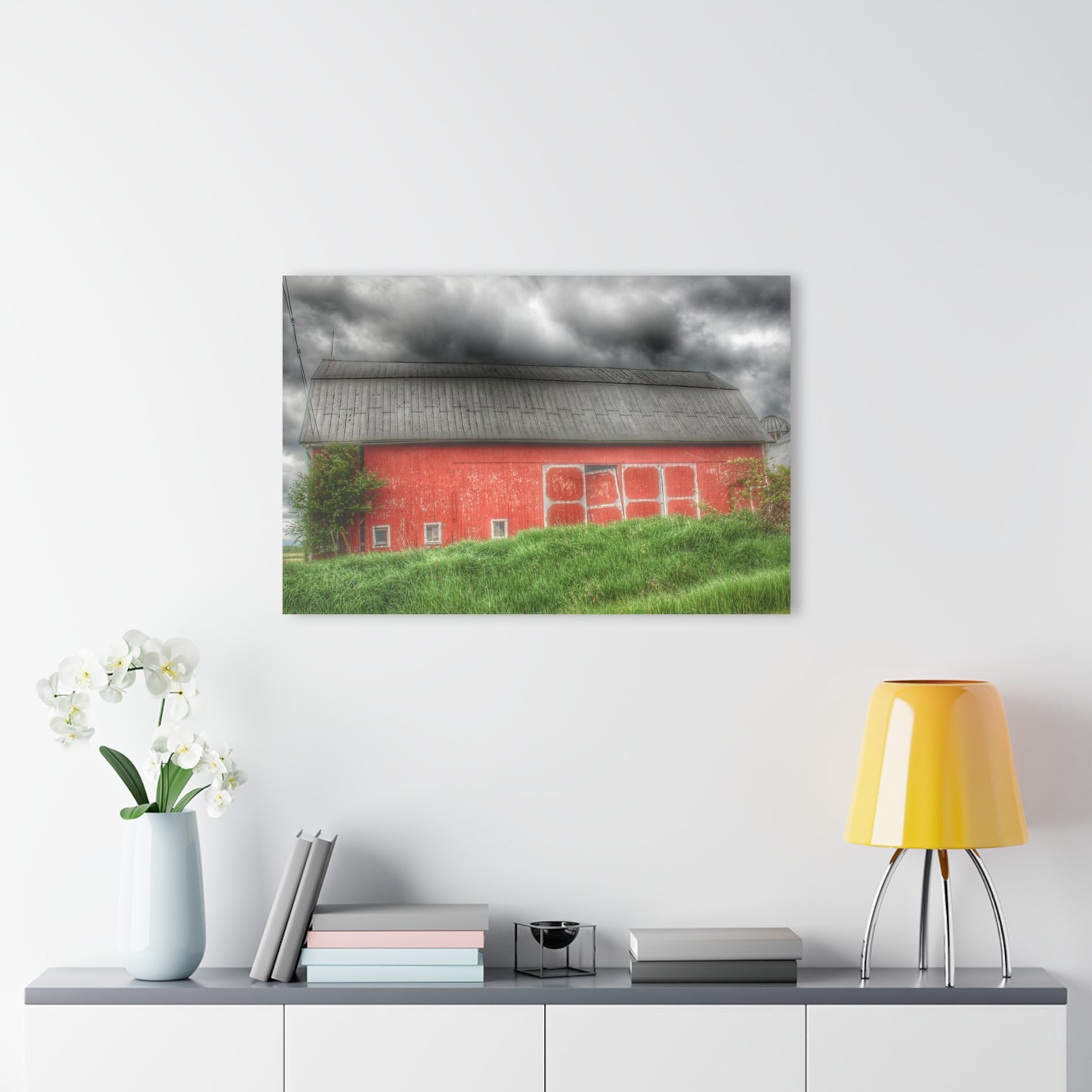 U R There Photography Square Road Red II Rustic Farmhouse Acrylic Wall Print