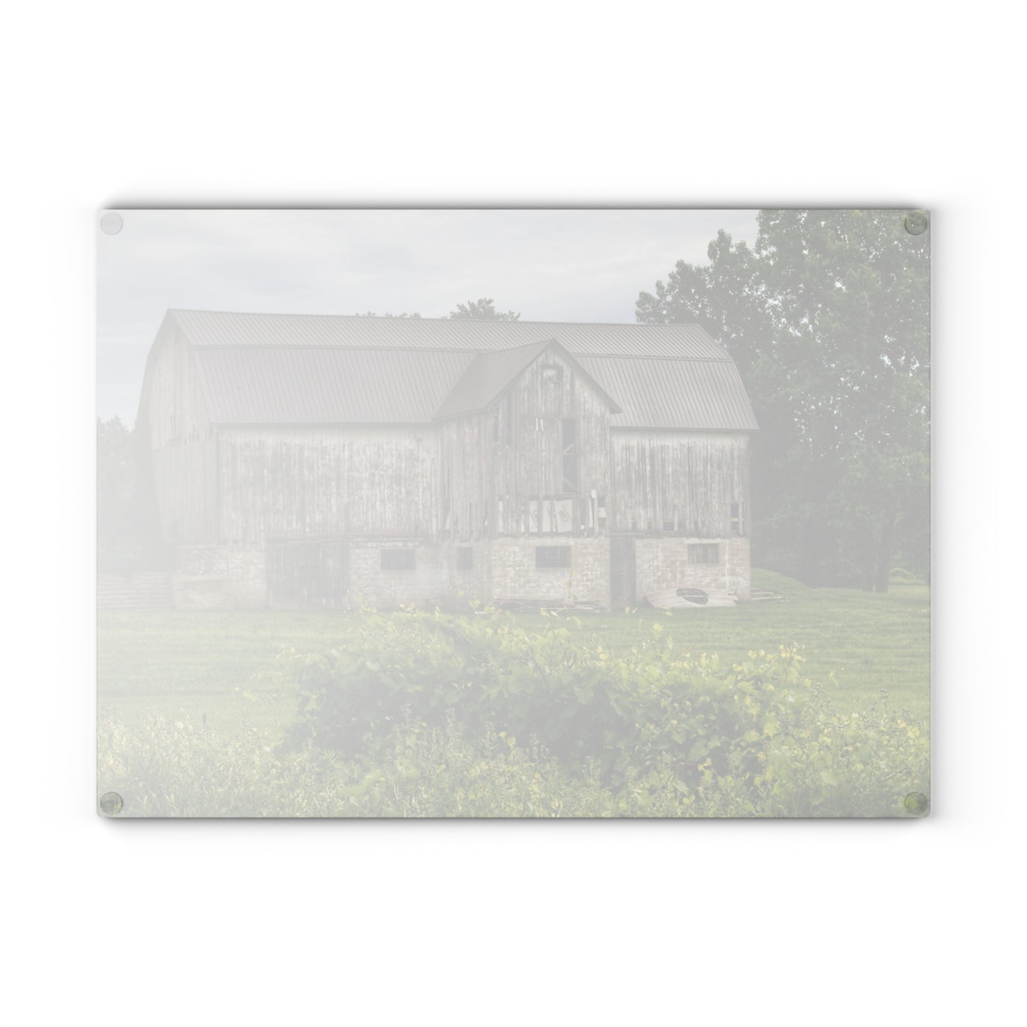 Dequindre Road Grey I Rustic Farmhouse Tempered-Glass Cutting Board
