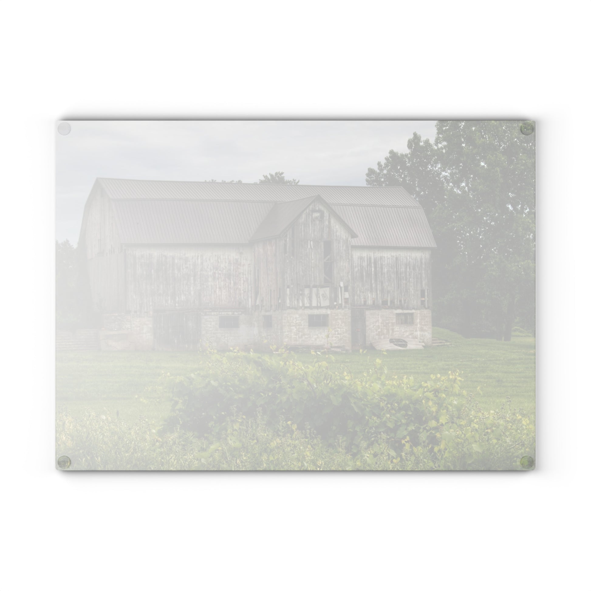 Dequindre Road Grey I Rustic Farmhouse Tempered-Glass Cutting Board