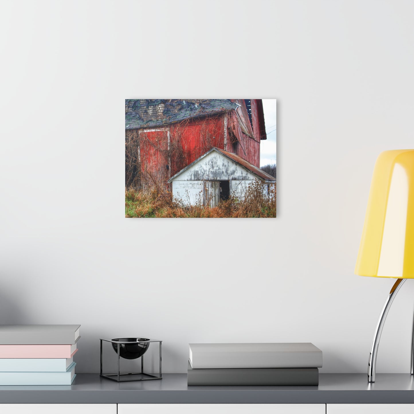 U R There Photography German Road Forgotten Red II Rustic Farmhouse Acrylic Wall Print