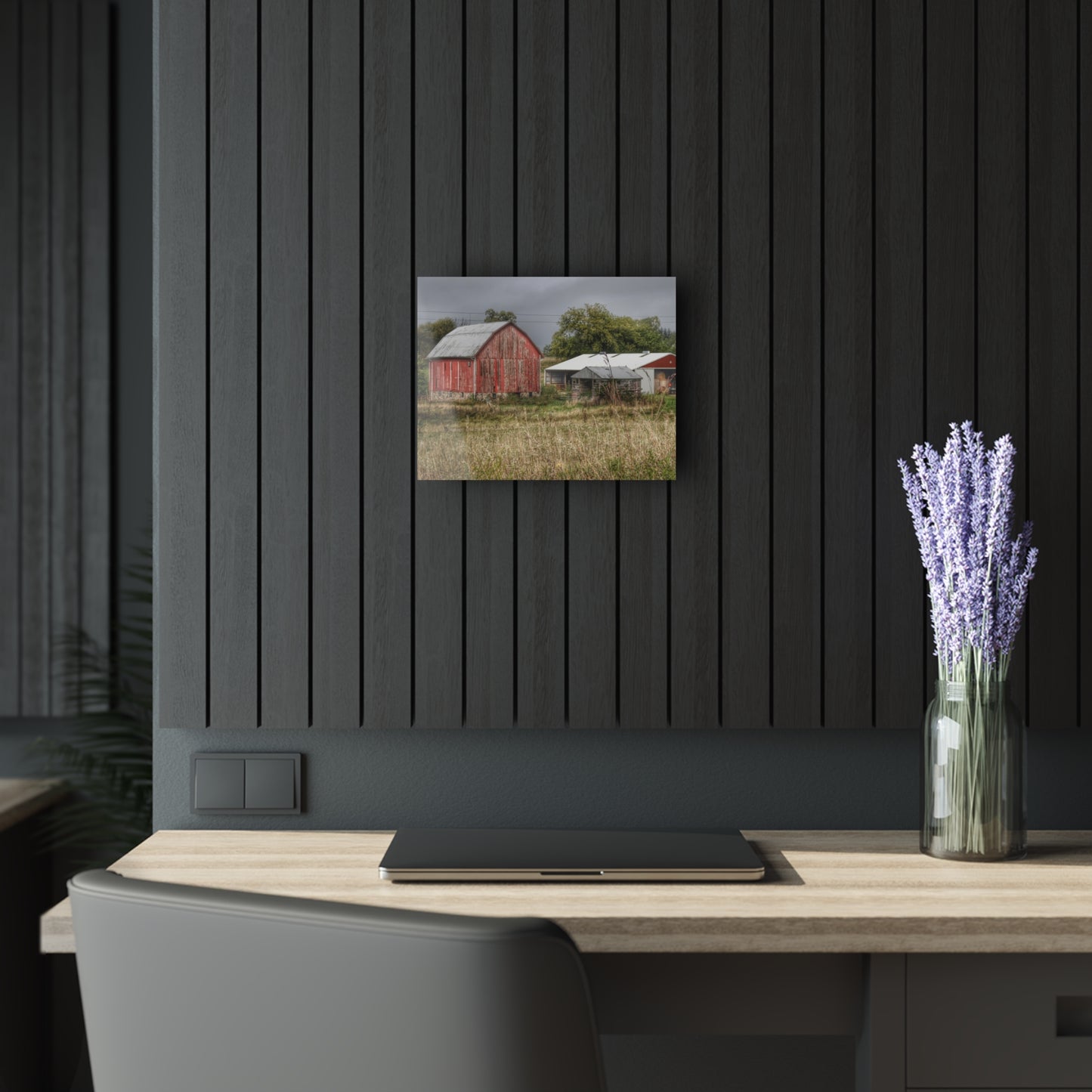 U R There Photography North Lake Road Red II Rustic Farmhouse Acrylic Wall Print