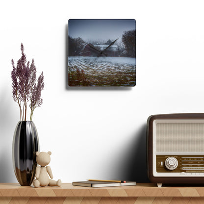 U R There Photography Holmes Road Red III Rustic Farmhouse Acrylic Analog Wall Clock