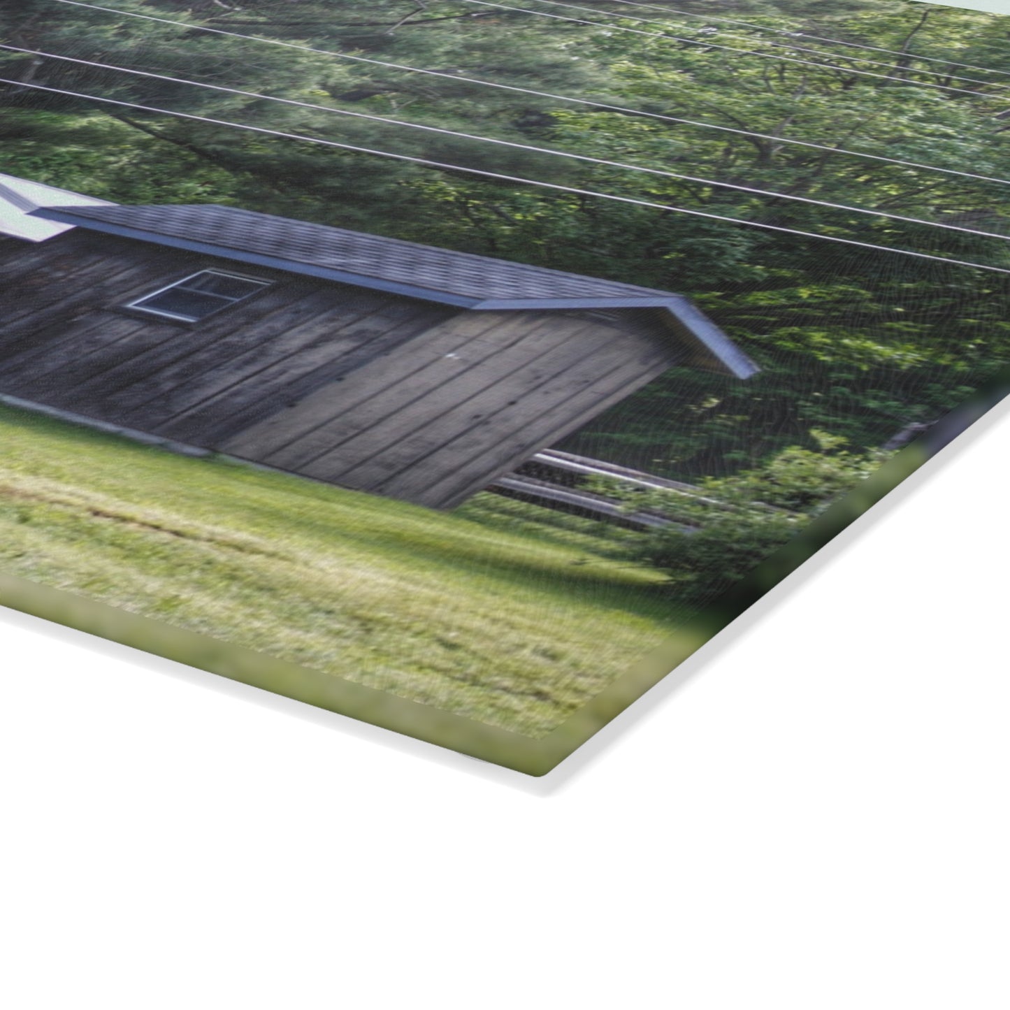 U R There Photography Leonard Road Roadside Greys Rustic Farmhouse Tempered-Glass Cutting Board