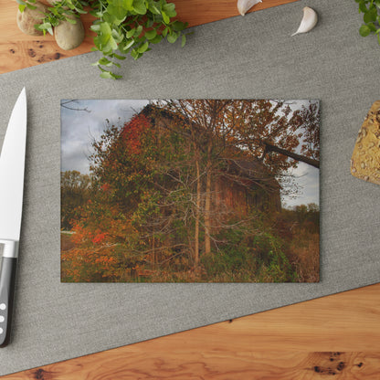 U R There Photography Annie's Barn III Rustic Farmhouse Tempered-Glass Cutting Board