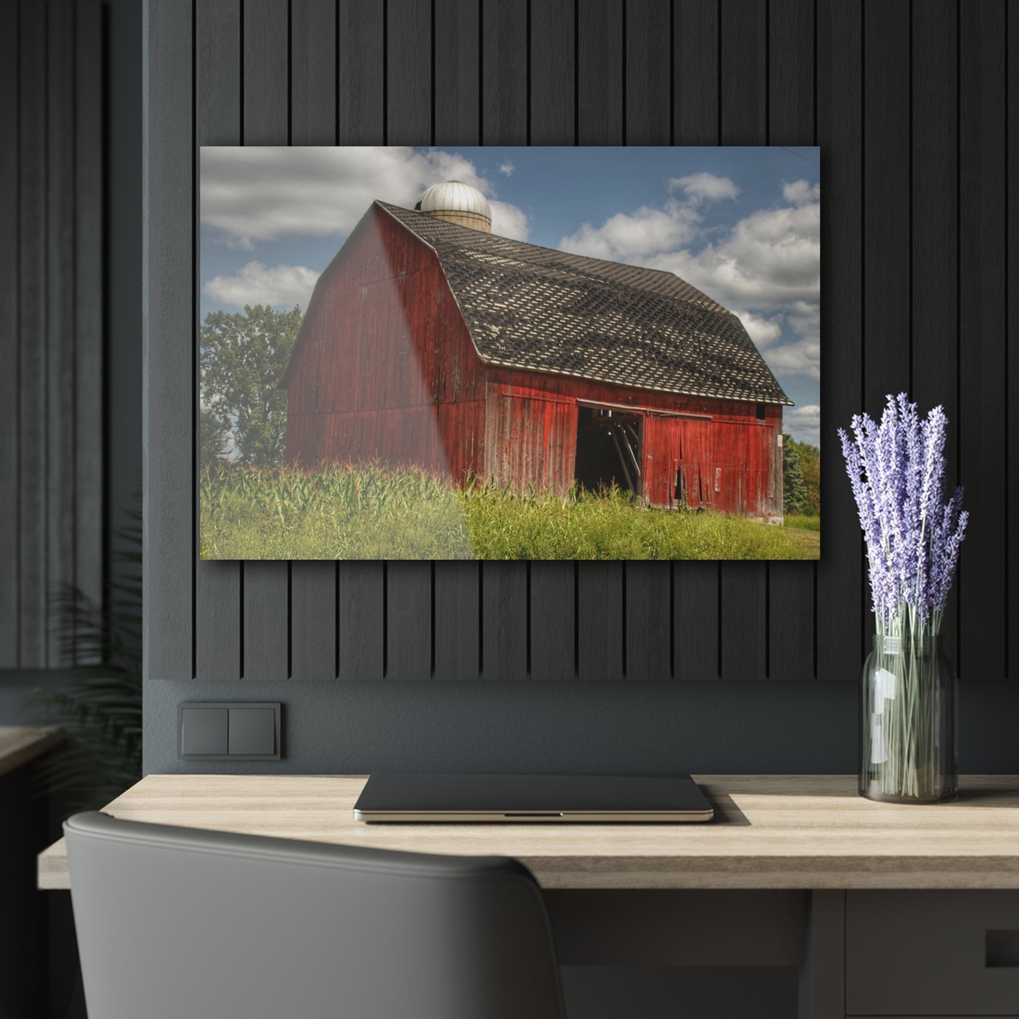 U R There Photography Hollenbeck Road Red I Rustic Farmhouse Acrylic Wall Print